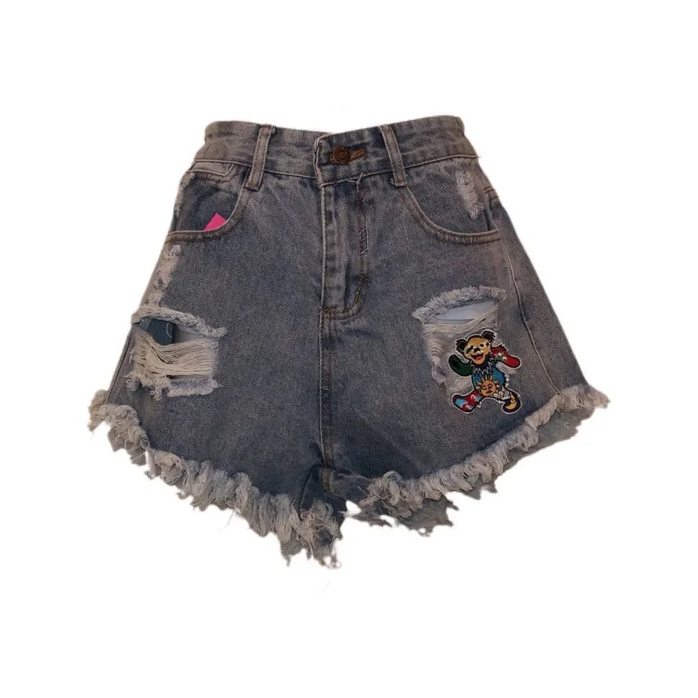 Denim Shorts W/ Grateful Dead Bear Patch
